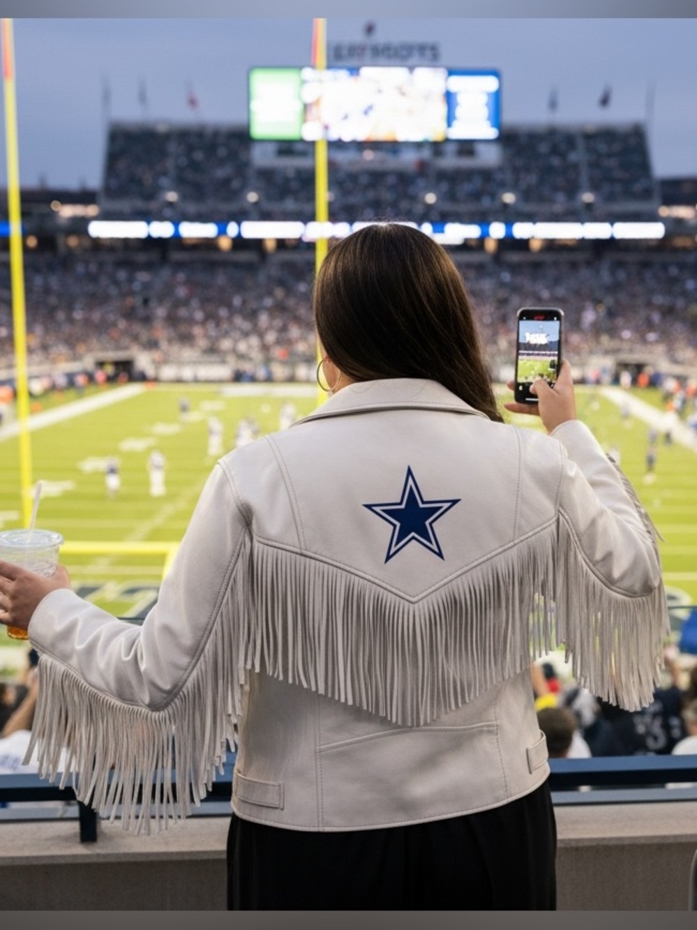 NWT Dallas Cowboys Women’s White Faux Leather Jacket- MSRP $149, Size XXL